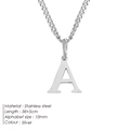Silver stainless steel necklace with a 10mm alphabet A pendant for women - Letter Style(A) (CDNP014) / Silver