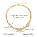 Detailed size chart for 18k gold plated stainless steel Cuban chain with cubic zirconia - Gold Style (HC-N40682)