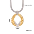 Collana in rame bicolore con pendente a V e zirconi, lunghezza della catena 45 cm - Oro e Argento (Forma a V)