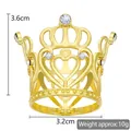 Detail showing gold alloy mini crown with 3.6cm height, 3.2cm base and crystal rhinestones - Noble Small Crown Gold 01