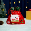 Christmas drawstring gift bag with 3D snowman doll and festive red velvet fabric - Snowflake Fabric Snowman