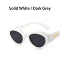 Irregular square sunglasses in solid white frame with dark grey lenses and gold detail - Solid White