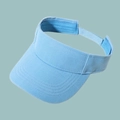 Detail of light blue sun visor hat featuring reinforced stitching and breathable twill fabric - Adjustable / Sky Blue