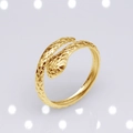 Adjustable golden stainless steel snake ring with detailed scale texture finish - b19 Snake Scale Texture / Gold