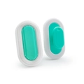 Green and white silicone bath brush with soft bristles and ergonomic handle design - Green Brush + Cool Grey Base