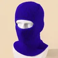 Dark blue knitted balaclava with single-hole design for winter outdoor skiing - High Elasticity / Royal Blue
