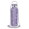 American style diamond coffee tumbler in vibrant purple rhinestones with silver chain - Purple / 350ml (12oz) With Aluminum Chain