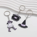 Three-piece Halloween keychain set with ghost, witch cauldron, and star hat charms - Halloween Ghost Cauldron Hat 3Pcs Set