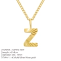 Elegant gold-plated stainless steel necklace featuring a textured alphabet letter Z pendant - Letter Z / 10mm Pendant / Gold