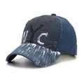 Casquette de baseball NYC bleu foncé vieillie avec graffitis et éclaboussures de peinture - Taille Unique(Réglable) / Bleu marine