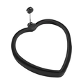 Heat-resistant heart-shaped silicone egg ring in black with a foldable metal handle - Heart / Black