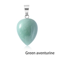 Green aventurine teardrop pendant with silver metal clasp on white background - Green Aventurine