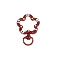 Reddish brown flower-shaped spring ring clasp with yellow details for DIY keychain making - Hand-painted Ancora Red