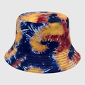 Καπέλο bucket tie-dye με κίτρινα κόκκινα και μπλε σπειροειδή σχέδια για street style - Κίτρινο Κόκκινο Σπιράλ Tie-Dye (01)