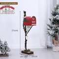 North Pole Express red metal mailbox with holly decor on a dark wood base - YW-64005A Red Mailbox