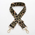 Adjustable leopard print replacement strap in army green and gold for crossbody bags - No.191