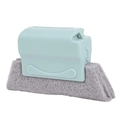 Light blue window groove cleaning brush with gray fiber pad for narrow tracks - Blue