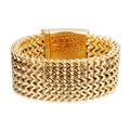 Gouden roestvrijstalen chunky armband met brede schubbentextuur en vierkante sluiting - 19cm / 30mm Breedte (KB56410-D) / Goud