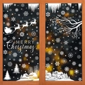 Christmas window decals with Santa sleigh, reindeer and snowflakes on glass - [4 Sets] BQ446+448+449+451