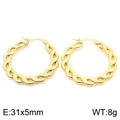 Twisted hoop earrings in golden titanium steel measuring 31x5mm and weighing 8g - Gold (KE105511-KFC)