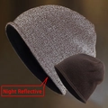 Dunkelbraune reflektierende Strickmütze für Sichtbarkeit bei Nacht im Sport - Kaffeebraun