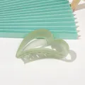 Detailed view of matte mint green heart-shaped shark hair claw clip on soft backdrop - 9.5cm Matte Heart - Green Series