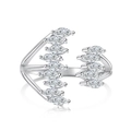 Anello aperto in argento S925 con pietre taglio marquise e design a ancora a forma di V - Aperto Regolabile / Platino