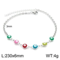 Silver devil eye anklet with colorful beads in 18K gold plated stainless steel - Silver Multicolor Evil Eye Style (KJ1905-Z)