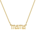 Golden stainless steel necklace featuring mama pendant in gothic style font - Gold (ZG081)