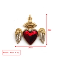 Detail of red heart wing pendant with dimensions 30mm x 29mm and weight 4.6g - Large Winged Heart
