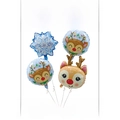 4pcs Christmas foil balloon set featuring reindeer shape and blue snowflake designs - Reindeer Set