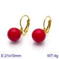 Élégantes boucles d'oreilles en or rose avec perles rouges et crochets dorés - Or Rouge