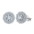 Sparkling S925 sterling silver floral stud earrings with premium 8A grade cubic zirconia - Lze25-p
