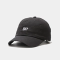 Detailed view of 1987 embroidery on premium black cotton twill baseball cap - M (56-58cm) / Gray