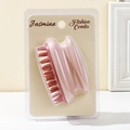 Pink silicone scalp massager and shampoo brush in retail blister packaging - PVC Box / Pink