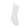 Calza natalizia classica in maglia a trecce bianca con passante per decorazioni casa - Calza in Maglia a Rombi Bianca
