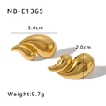Polished 18K gold-plated leaf-shaped earrings with measurements 3.6cm by 2.0cm - Gold Irregular Double Layer Water Drop Style (NB-E1365) / 18K Gold