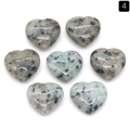 Polished K2 Jasper natural heart shaped stones in light blue with black spots - Tianshan Blue