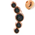 Rose gold labret stud with five iridescent cubic zirconia stones in a curved arrangement - Rose Gold - Colorful Zircon Curved