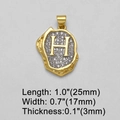 Bicolor 18k vergoldete Halskette mit H-Buchstabenanhänger und Zirkonia-Mikropavé-Besatz - Buchstabe H