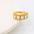 Detailed close-up of five rectangular zircon stones on a vintage gold milgrain ring band - Ck1454 - White / Size 7