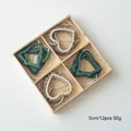 Pack de 12 adornos de Navidad de madera, corazón y campana en caja, decoración de 5cm - Estilo Corazón Campana Calado (4)