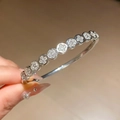 Silver clover snake open bangle with white cubic zirconia pavé in 18k gold plating - 9# Silver Geometric Flower (Real Gold Plated)