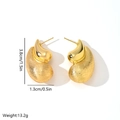 Detail view of 14K gold-plated curved earrings with matte finish and size labels - EH163 Gold Frosted Arc