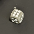 Grey-green dice keychain pendant with white dots and a silver metal ring attachment - Grey Green Dice Pendant (PY048-HUI)