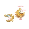 Golden crescent moon pendant with blue pink enamel inlay and dimensions 21x19mm - 19*21mm Gold Moon With Colorful Stone - Color 04