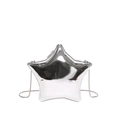 Mini star-shaped crossbody bag in glossy mirror silver with metallic chain strap - Silver