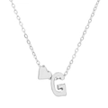 Silver necklace with polished heart and letter G pendant on a sleek O-link chain - Letter G (10049)