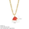 Gold stainless steel Christmas hat necklace with festive red and white enamel pendant - Hat (G27)
