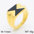 Bague large en acier titane doré avec émail noir en forme de X, largeur de 11 mm - US 7 / Doré